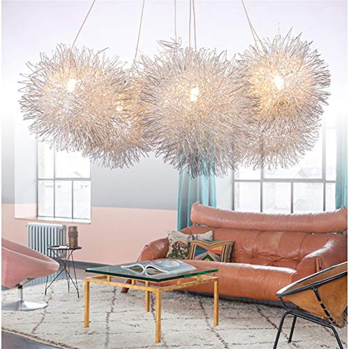 Chandelier 7 - Suspension en aluminium argenté pour salon et table à manger