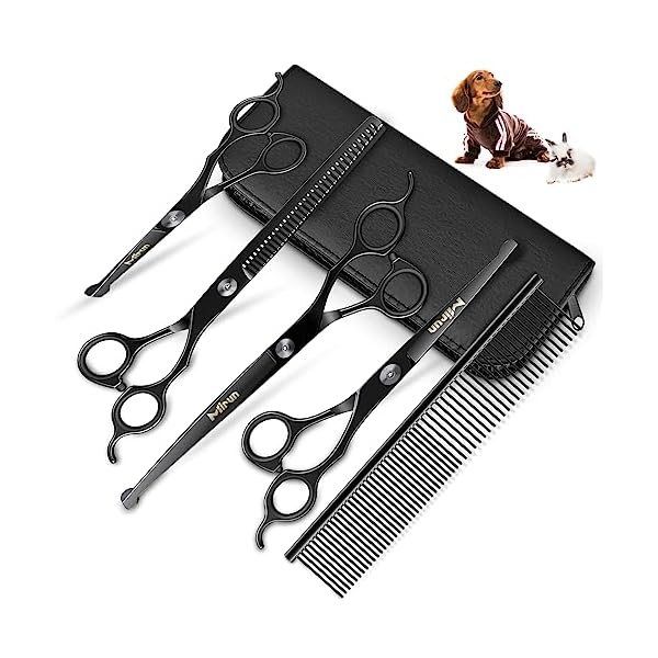 Dog Grooming Scissors Kit Professional,Dog Scissors for Grooming with Safety Round Tips,Titanium-plated stainless steel Grooming Scissors for Dogs & Cats,Dog Grooming Supplies,Thinning Shears for Dogs Dog Grooming Scissors Kit Professional,Dog Scissors for Grooming with Safety Round Tips,Titanium-plated stainless steel Grooming Scissors for Dogs & Cats,Dog Grooming Supplies,Thinning Shears for Dogs