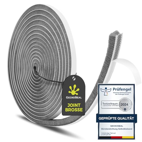 GeckoSeal 6M Boudin de Porte 9mm (l) x 5mm (H) Bande d'étanchéité autocollante Anti-poussière Coupe-vent Réduction du bruit Boudin de porte Porte Fenêtre Armoire Gris