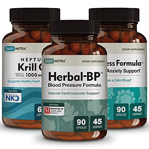 Dailynutra Heart Health Supplements Bundle Includes Herbal Bp Natural Blood Pressure Support, Neptune Neptune Krill Oil, And Calmness Formula #TOP8