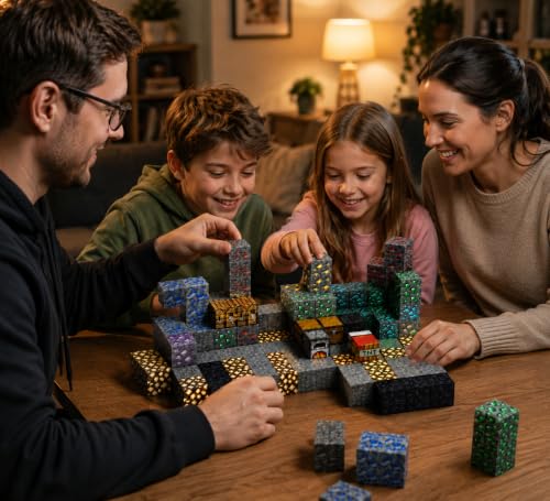 Image of Legos Magnetic Building Blocks for Boys & Girls Ages 14 to 17 Adults | 128 pcs STEM Magnetic Tiles Pixelated Cube Construction Toy | Creative Learning Birthday Gift