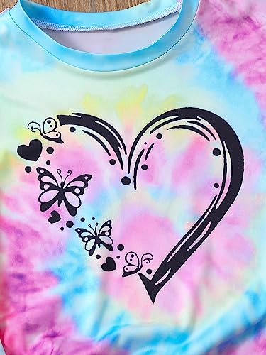SHENHE Girl's Tie Dye Graphic Print Short Sleeve Crewneck Summer Casual Tee Top3