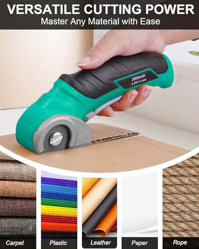Cardboard Cutter Electric Box Cutter, Stocking Stuffers for Men for Cardboard Recycling, Rechargeable Carpet Cutter Tool with Self-Sharpen Blade Heavy Duty Rotary Cutter for Thin Box Plastic