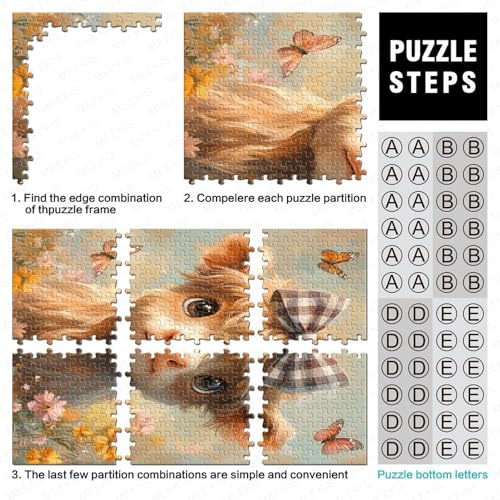 Puzzle de vaca de Highland de 1000 piezas, un desafío imposible de 70x50cm para adultos 5
