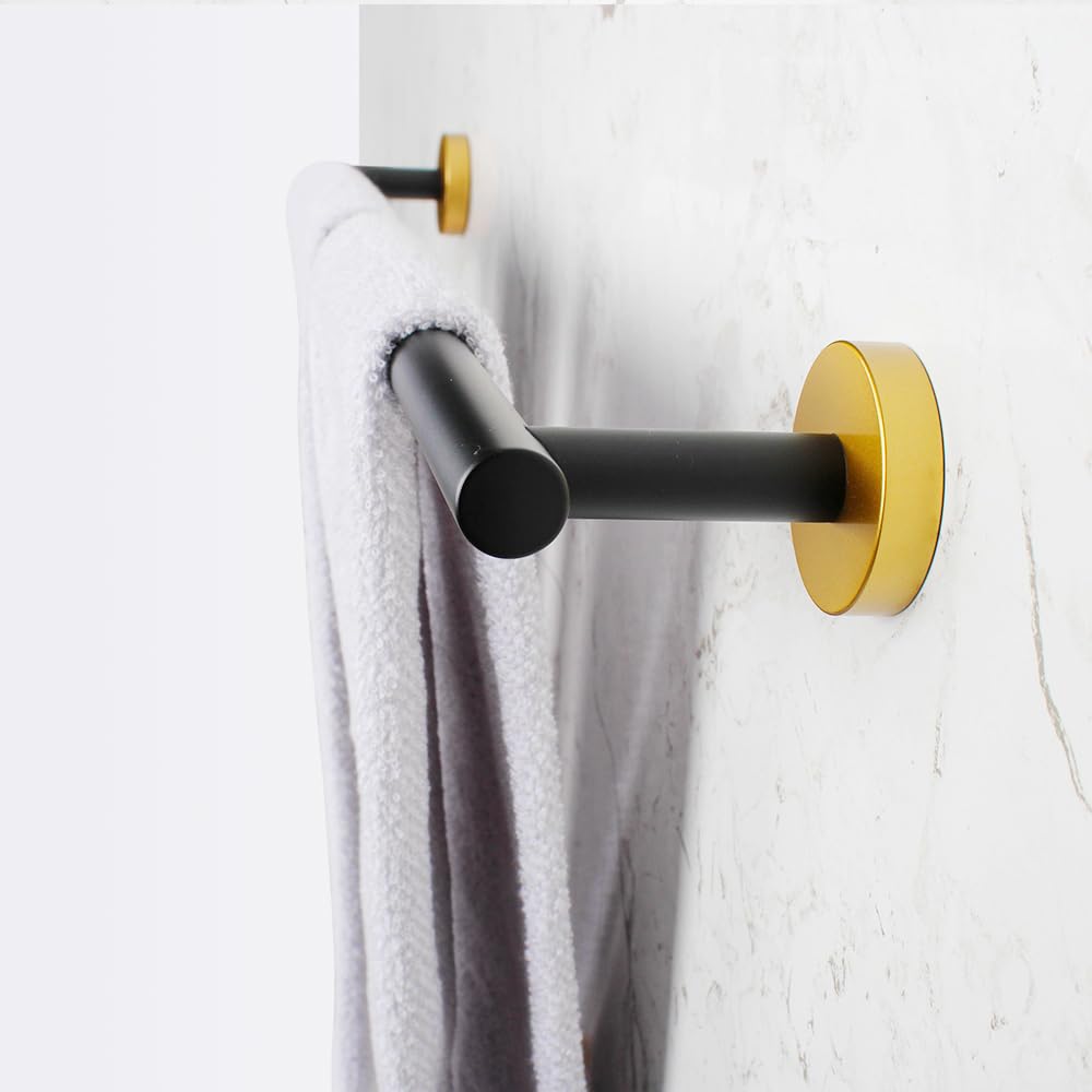 Barra para Toallas de 76 cm (30 Pulgadas) en Color Negro y Dorado, riel de Pared de Acero Inoxidable para baño de Estilo Moderno.