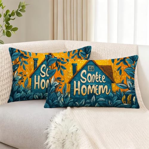 Housse de coussin en velours double face bleu avec fermeture invisible - 6