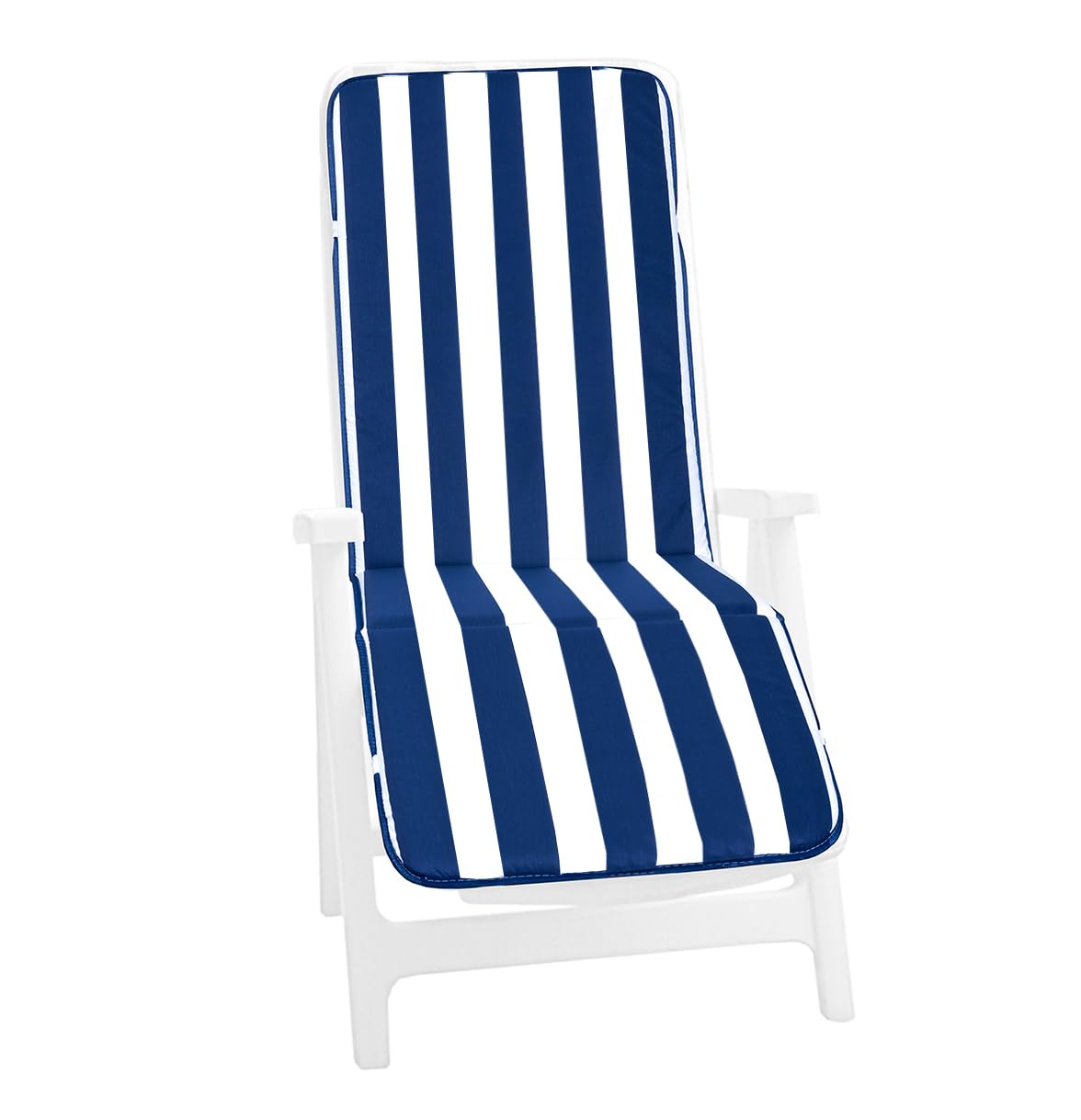 EmmeVi - Cojín para tumbona de salón, suave con rayas, cubre tumbona plegable, modelo CAIRO ENFAITADO AZUL