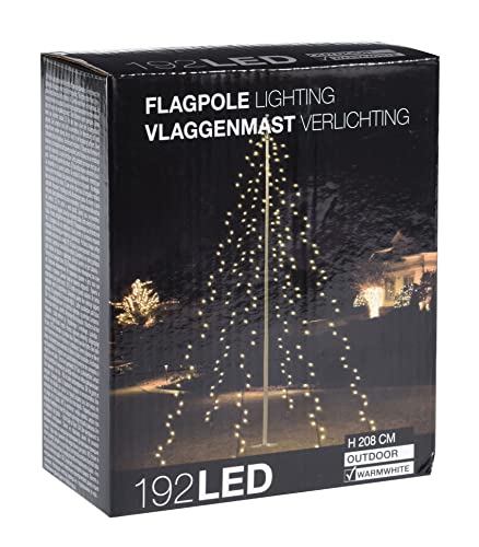 Spetebo LED Weihnachtsbaum Überwurf - mit 6 Strängen á 2,08m - 192 LED in warm weiß Lichterkette Lichternetz Tannenbaum Fahnenmast Beleuchtung innen außen