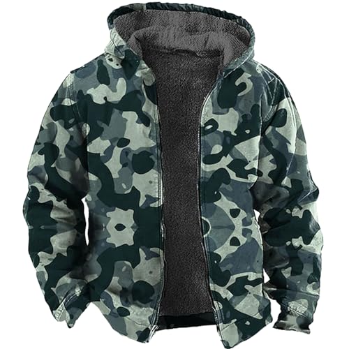 Manteau d'hiver en polaire pour homme veste coupe-vent à capuche avec rembourrage chaud