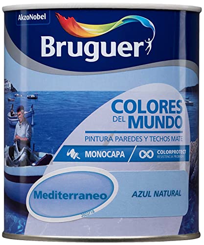 Bruguer Colores del Mundo Pintura para paredes monocapa Mediterráneo Azul Intermedio 750 ml