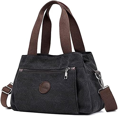 DORRISO Borsa Tracolla Donna Moda Tela Tracolla Borse Mano Borsetta Messenger Bag per Shopper Viaggio Lavoro Donna Borsa Tracolla Nero