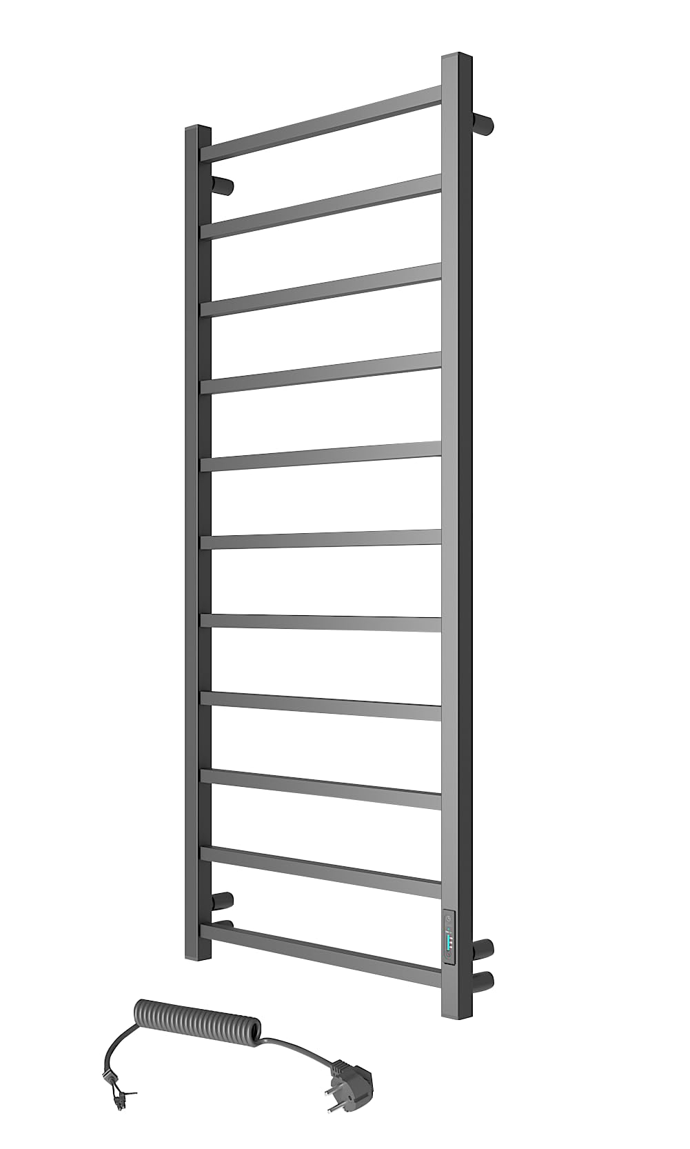 Elna Scaldasalviette Nero - 240W - 1230x530mm - Elettrico per famiglie e alberghi - Con Timer, Eco & Termostato - Montaggio a parete - IP44 - Acciaio inossidabile opaco
