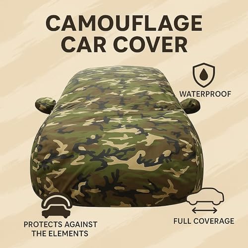 Image of Sulfar 100% Waterproof Car Body Cover Compatible with Mirror for Toyota Corolla Altis with Long Lasting Durable Material (Triple Stitched, Full Bottom Elastic, Camouflage Army)