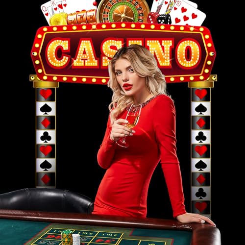 Image of Peryiter 3 Pcs Casino Movie Night Porch Sign Banner Movie Casino Theme Party Decorations VIP Door Entrance Banner Movie Theater Welcome Porch Sign Red Carpet Party Decoration (Casino Night)