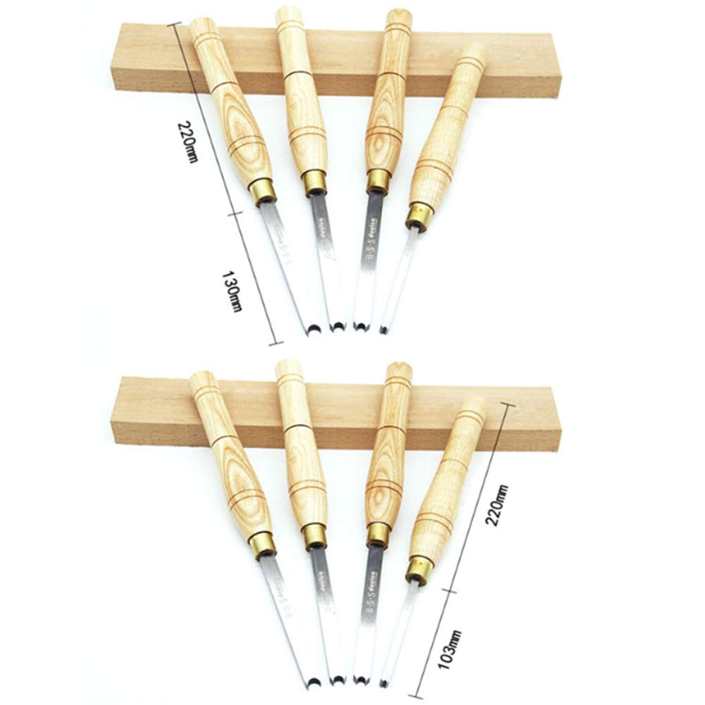 Juego de 4 cinceles de corte de cuentas de torno de madera de acero de alta velocidad para carpintería de 3/6/8/10 mm y herramienta de corte
