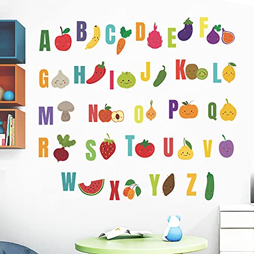 Maaghi Cartoon Animals - Dinosaur - Fruit with ABCD English Alphabets Kids Education Nursery Pre School Wall Sticker (Multicolor,Size - 90 Cm X 29 Cm) (ABC-Fruit) 1