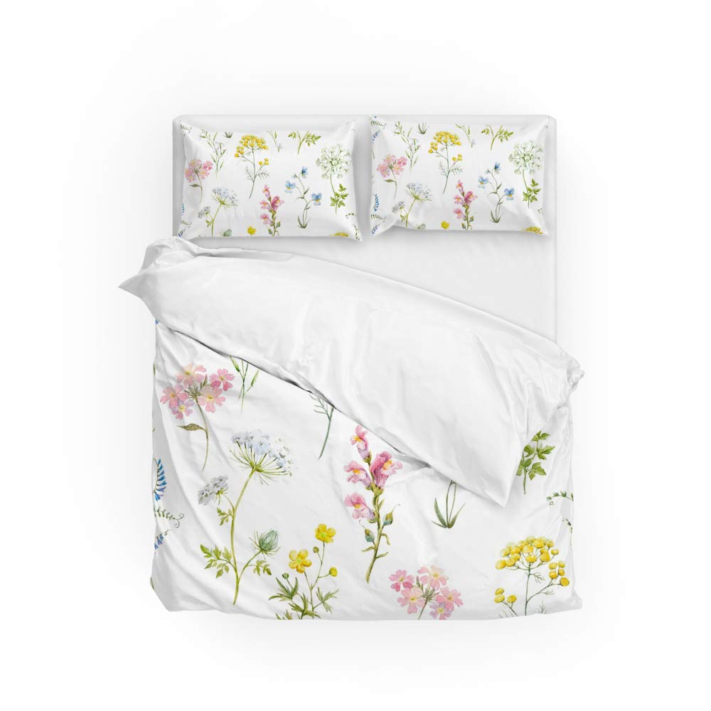 Mybedsoul Set Copripiumino Queen Size 3 Pezzi - Patchwork Floreale E Quadri - Blu Polvere - Reversibile - 2