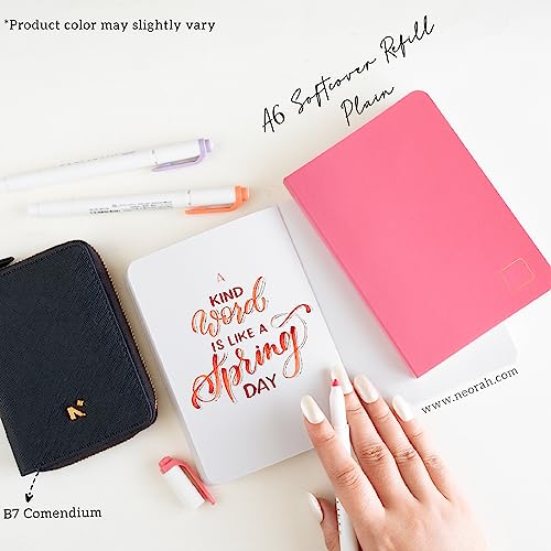 Image of NEORAH - A6 Notebook SOFT COVER | Journal REFILL | Unruled Notebook Journal | 110 GSM | 160 pages (Size 14.8 cm x 10.5 cm) Planner Journaling Writing Note Taking Diary-PINK