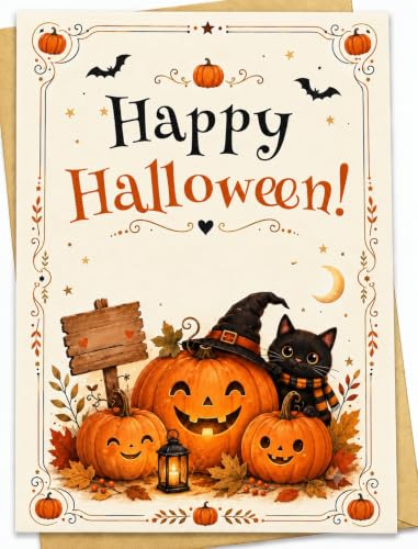 YoourLinee Halloween Cards and Envelope — Warm Halloween Wishes Inside - image 1
