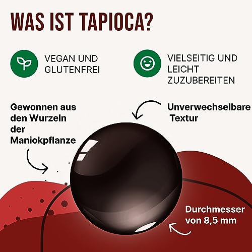 INSPIRE FOOD Echte Tapioka-Perlen für Bubble Tea – 1 kg | Tapioka Boba-Kugeln für Boba-Milchtee | Perfekt für Boba-Milchtee, Eiskaffee, Eistee, Slush, gemischte Fruchtgetränke