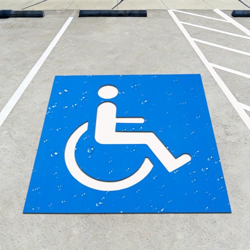 FrameFirm Handicap Parking Stencil (Plastic Material) Reusable Handicap Stencil for Parking Lot 39 x 39 Suitable for ADA Foldable Wheelchair Stencil Multiple use (2 500 to Paint 6 Spaces)