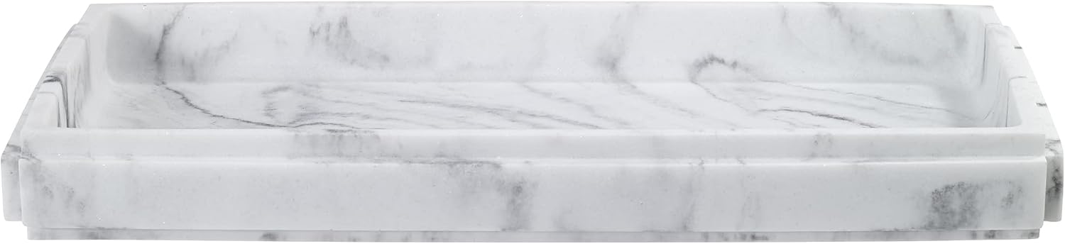 Gray and White Marble Look Resin Vanity Tray