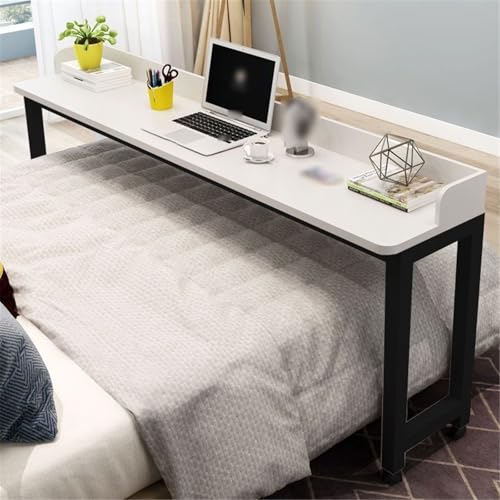 Mesa de cama con ruedas, mesa de cama de hospital rodante para desayuno, estudio, uso en computadora, actividades de ocio, mesita de noche ajustable para el hogar, la oficina