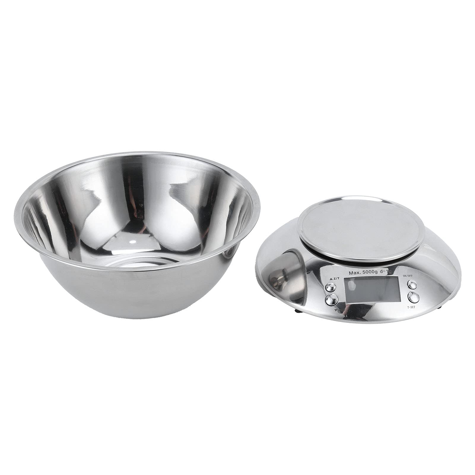 Báscula de Medición de Acero Inoxidable, Báscula de Cocina de Tazón Grande Precisa de 1g-5kg para Cocinar en Casa