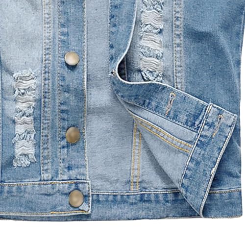 Men's Button Up Ripped Sleeveless Waistcoat Vintage Denim Jean Jacket Casual Slim Fit Button Down Jeans Vests4