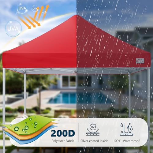 Image of MASTERCANOPY 10x10 Heavy Duty Pop Up Canopy Tent with Roller Bag(Red)