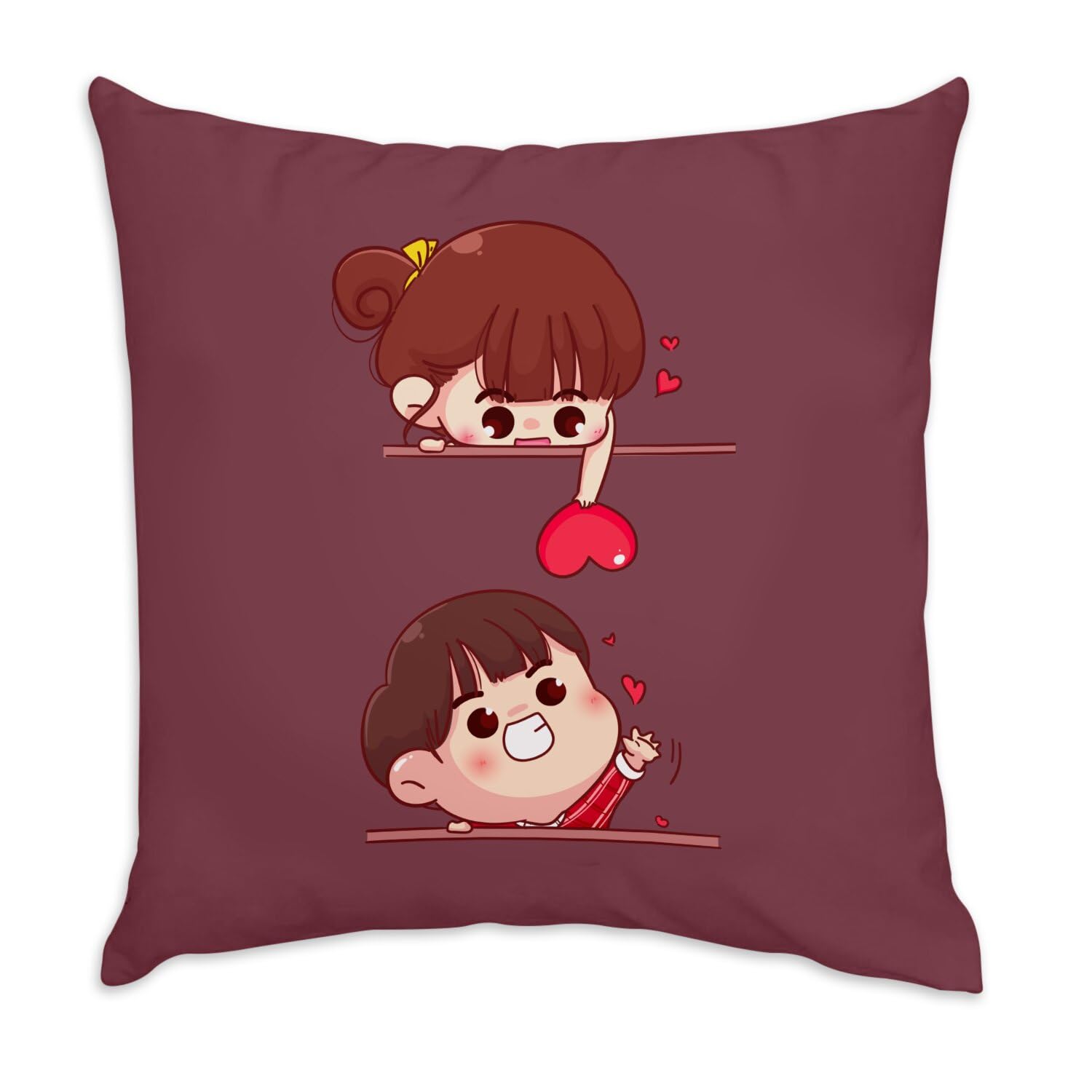 Coussin velours rouge amour japonais idéal pour décorer un salon de couple