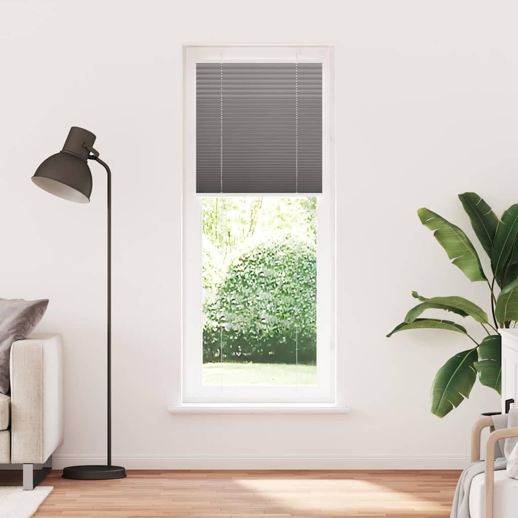 Tenda plissettata antracite, 80 x 200 cm, larghezza del tessuto 79,4 cm, 100% poliestere, fissaggio senza fori, protezione da sguardi indiscreti e dal sole per finestre