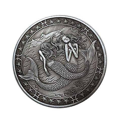 PRETYZOOM Sternbild Münze Fische Münze Geschenk Vintage-Stil Horoskop Münze Geburtstag Zeichen Glück Andenken Münze Stereoskopische Metallmünze Handwerk (Fische)