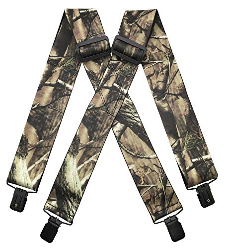 Mens X Shape Camouflage Heavy Duty Work Suspender With 4 Strong Clips Adjustable
