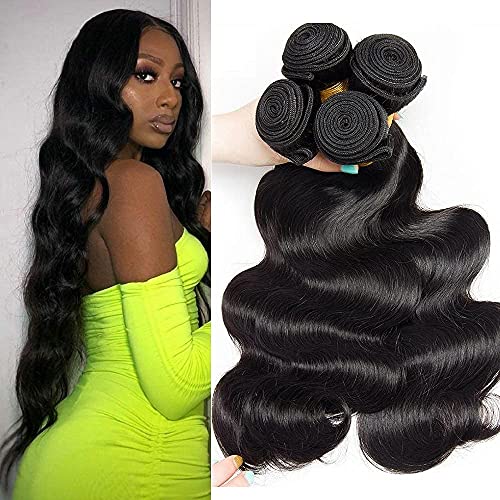 10A Brazilian Body Wave Bundles (20 22 24 26) 100% Virgin Human Hair Bundles Unprocessed Weave Hair Human Bundles of Brazilian Hair Natural Black