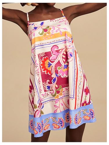Image of MakeMeChic Women's Flowy Mini Dress Boho A Line Summer Ruffle Dresses Tropical Vacation Outfits