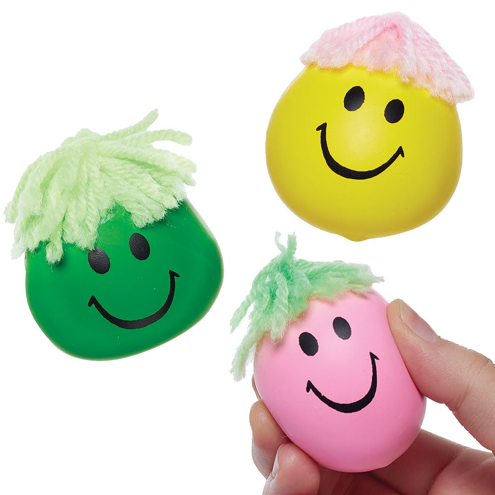 Baker Ross VC186 Smiley Stretch Squeeze Balls - Pack of 5, Sensory Smiley Stress Balls