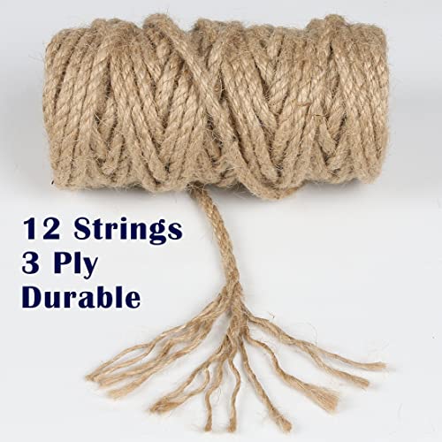 Image of PerkHomy Jute Twine String 6mm Natural Thin Ribbon for Craft Gardening Art Wedding Decoration Packing Material (80FT * 6mm)