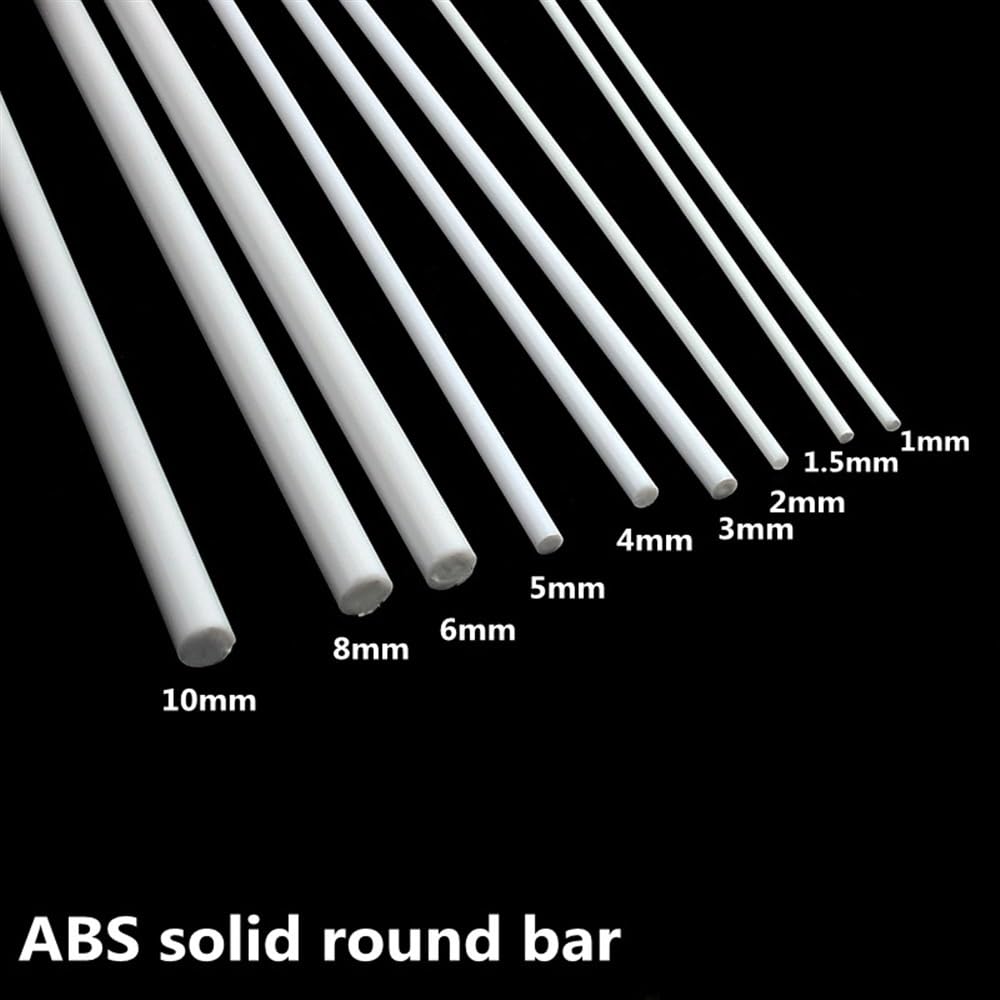 50 Stück Durchmesser 1/1,5/2/3/4/5/6/8/10 mm ABS-Rundstab, 25/50 cm weiße Kunststoffstäbe for Sandtischmaterial Modellbau(6MM*50CM)