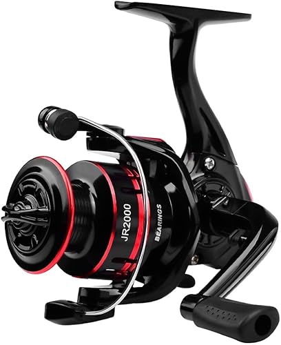 Metal Spinner Fishing Reel with 1BB Bearing, .2: Gear Ratio, 5KG Max Drag, for Freshwater Saltwater Reel, Beginner Fishing Reel, Blue/Red(Red)