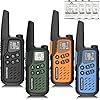Walkie Talkies for Kids Adults, Rechargeable Long Range Walky Talky 2 Way Radios 22 Channels with NOAA Weather Alerts and 1400mAh Li-ion Battery for Family Outdoors Camping Hiking Toys Gift 4 Pack