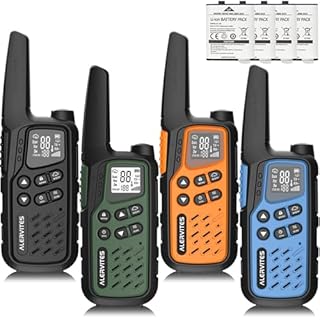 Walkie Talkies for Kids Adults, Rechargeable Long Range Walky Talky 2 Way Radios 22 Channels with NOAA Weather Alerts and 1400mAh Li-ion Battery for Family Outdoors Camping Hiking Toys Gift 4 Pack