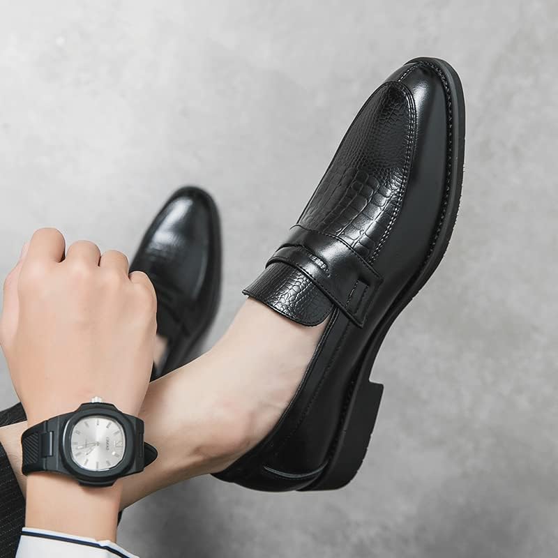 HuitJours Mens Black Penny Loafer Slip On Pull on Dress Shoes Casual Shoes Loafer (Black,9.5)4