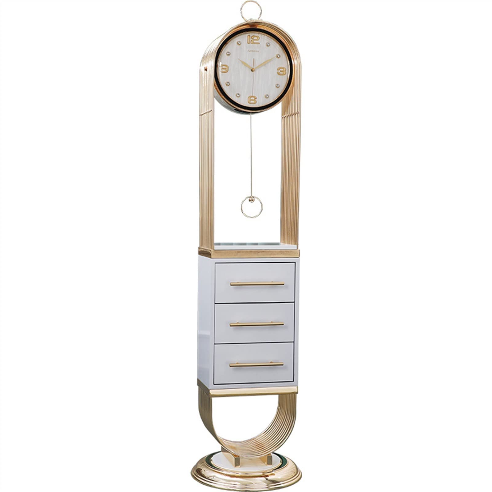 WANGHAI-666 Grandfather Clocks Modern Retro Vertical Bell Wine Rack Standing Grandfather Clock Home Decor, Quartz Movement