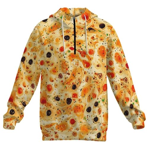 Burrito Tortilla Pattern Men's Quarter Zip Drawstring Hoodies Long Sleeve Sweatshirt Casual Pullover4