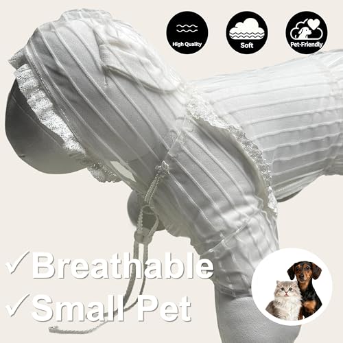 Ropa ligera transpirable para perro y gato talla XS blanca miniatura 3