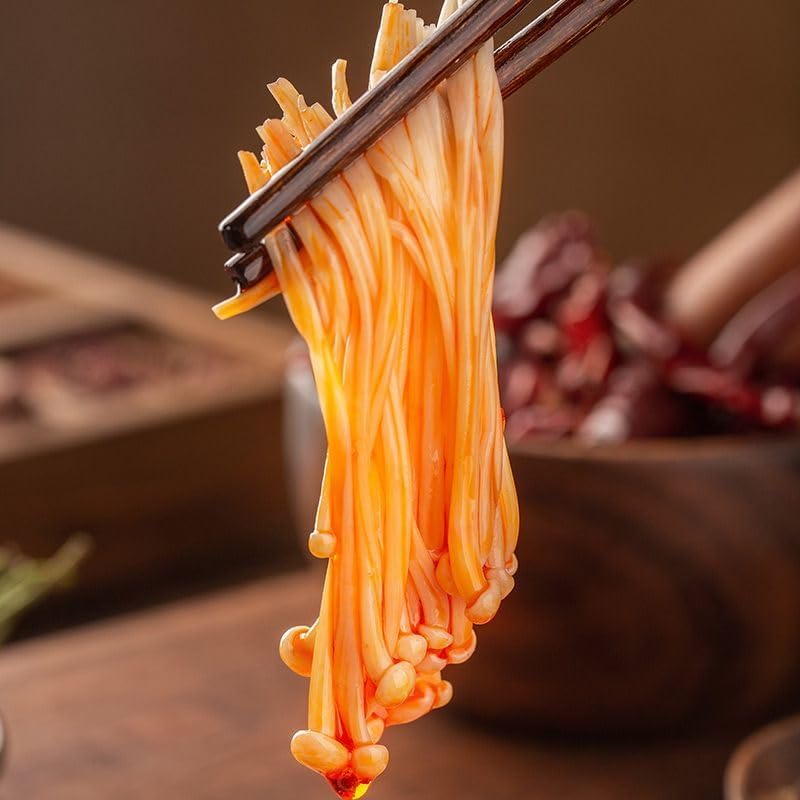 Fresh and spicy golden enoki mushroom,spicy and spicy strips, vegetable snacks, delicious snacks, Chinese specialty food, seasoned dishes, instant pickles,Relish Gifts (10 packs)