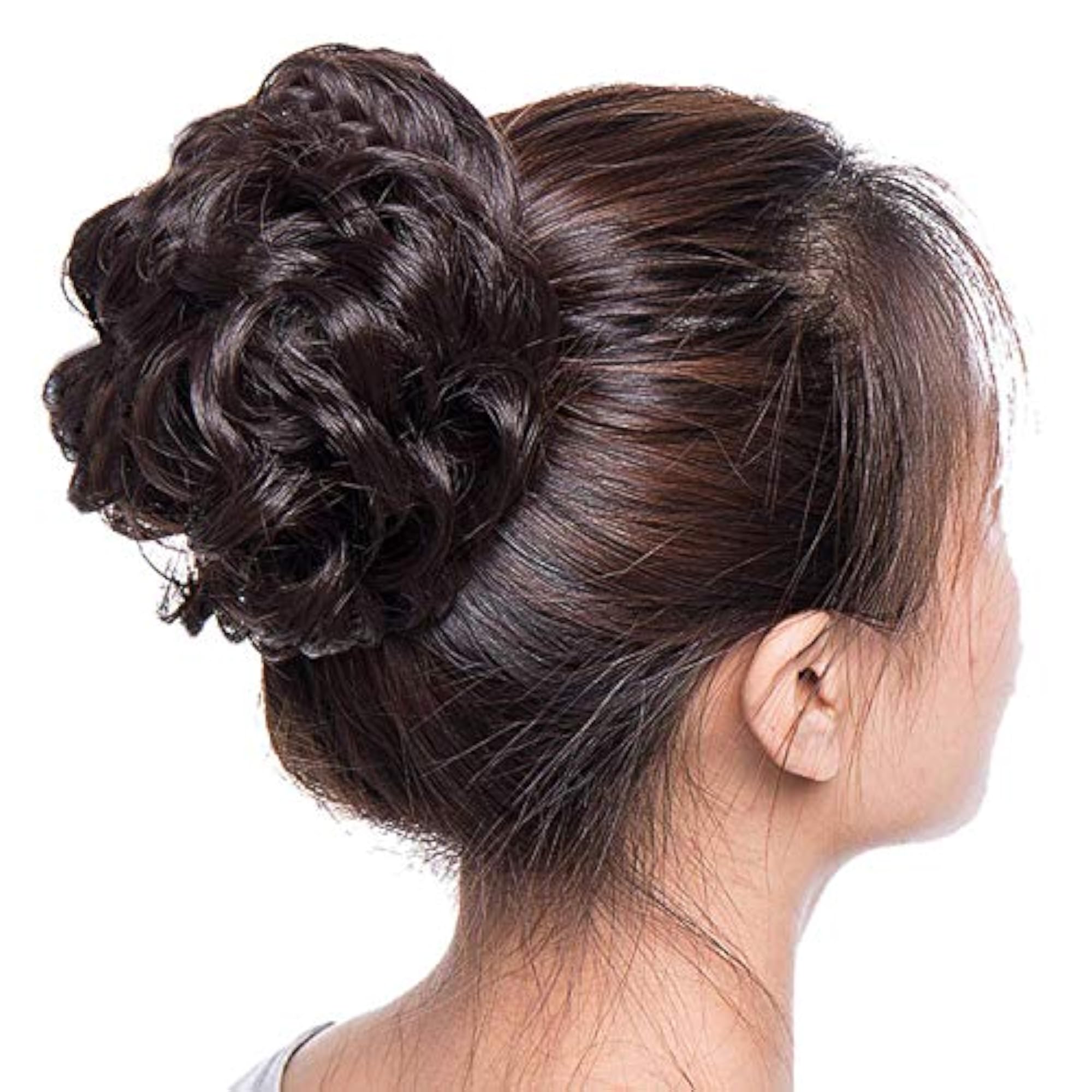 Women's Wavy Curly Messy Donut Chignon Hair Piece