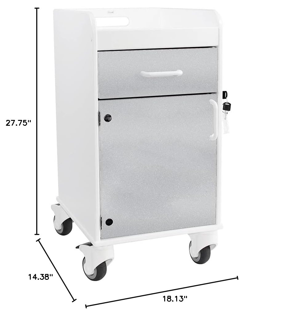 Bedside Cart with Silver Metallic Drawer