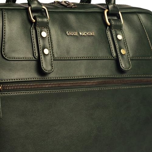 Image of Gauge Machine Messenger Bag for Men & Women - Vegan Leather Office Laptop Bag | Fits up to 16 Inch Laptop | Water-Resistant, 30L Capacity, Padded Compartment